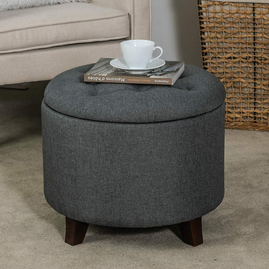 Round Gray Ottoman