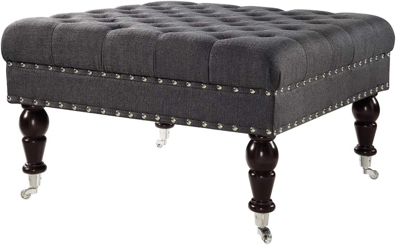 Tufted Ottoman with Rolling Wheels