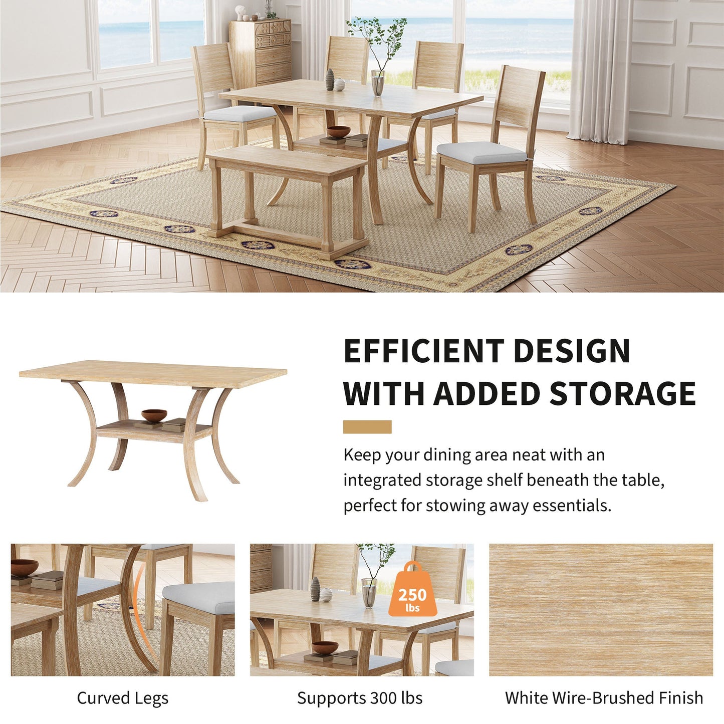 Charmed 6-Piece Wood Dining Table Set