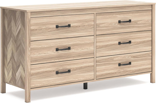Chevron Mid-Century Modern 6 Drawer Dresser