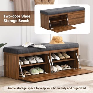 Tufted Chenille 49" Storage Bench with Adjustable Shelves