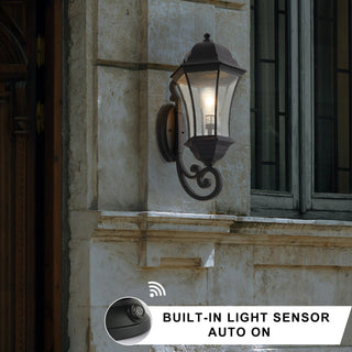 Black Outdoor Wall Lantern with Dusk to Dawn Sensor