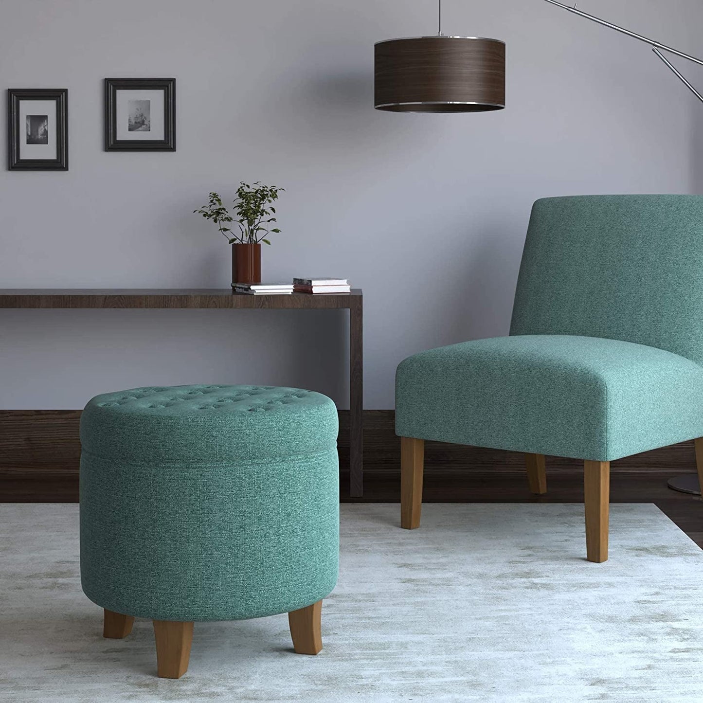Dark Teal Storage Ottoman