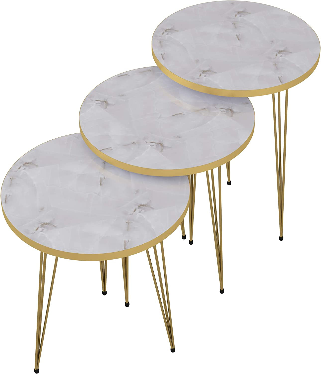 3 Nested Marble End Tables