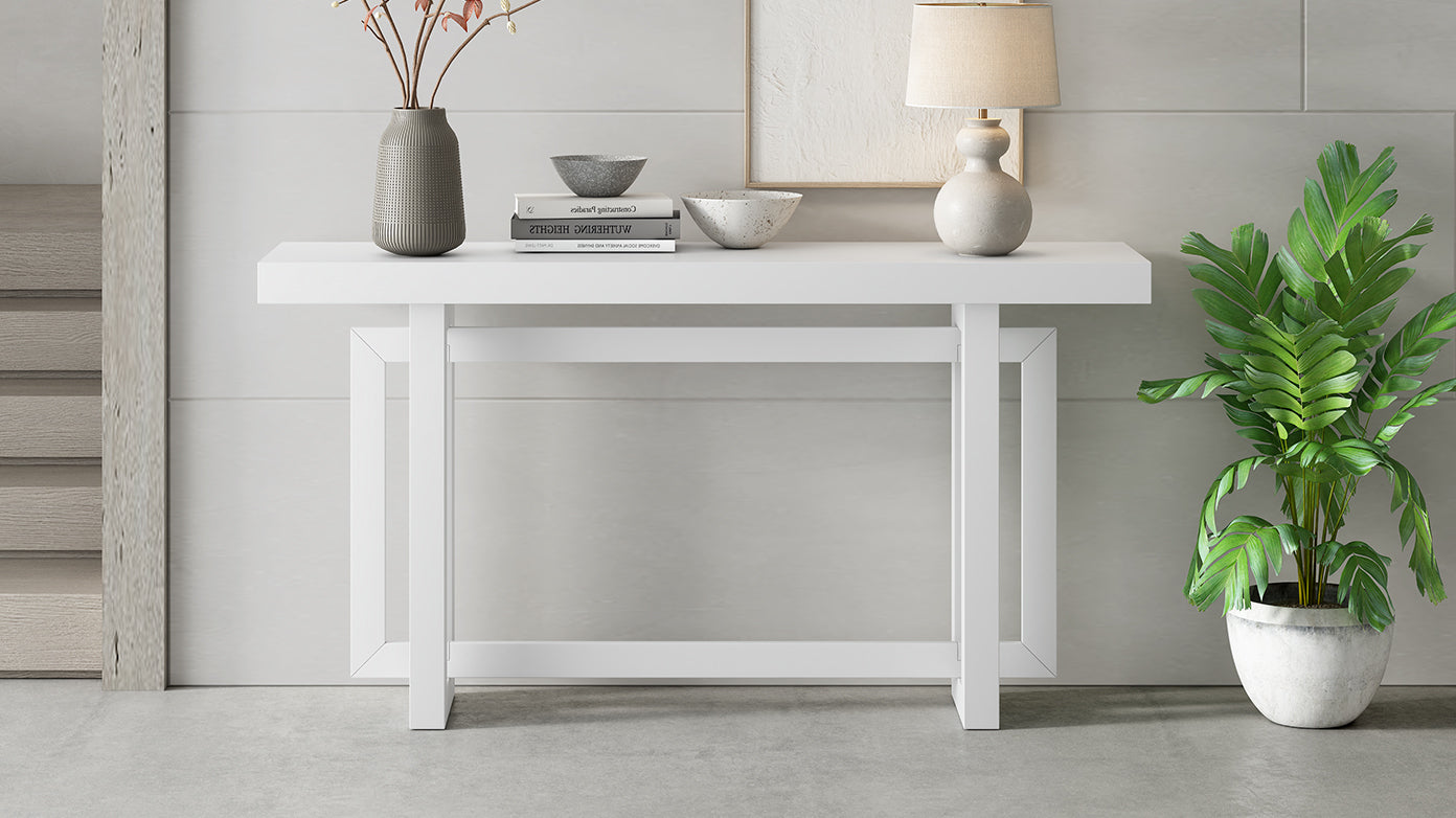 Contemporary White Console Table