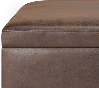 Mid Century Modern Storage Ottoman in Chestnut Brown