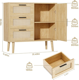 Modern Rattan Buffet Cabinet