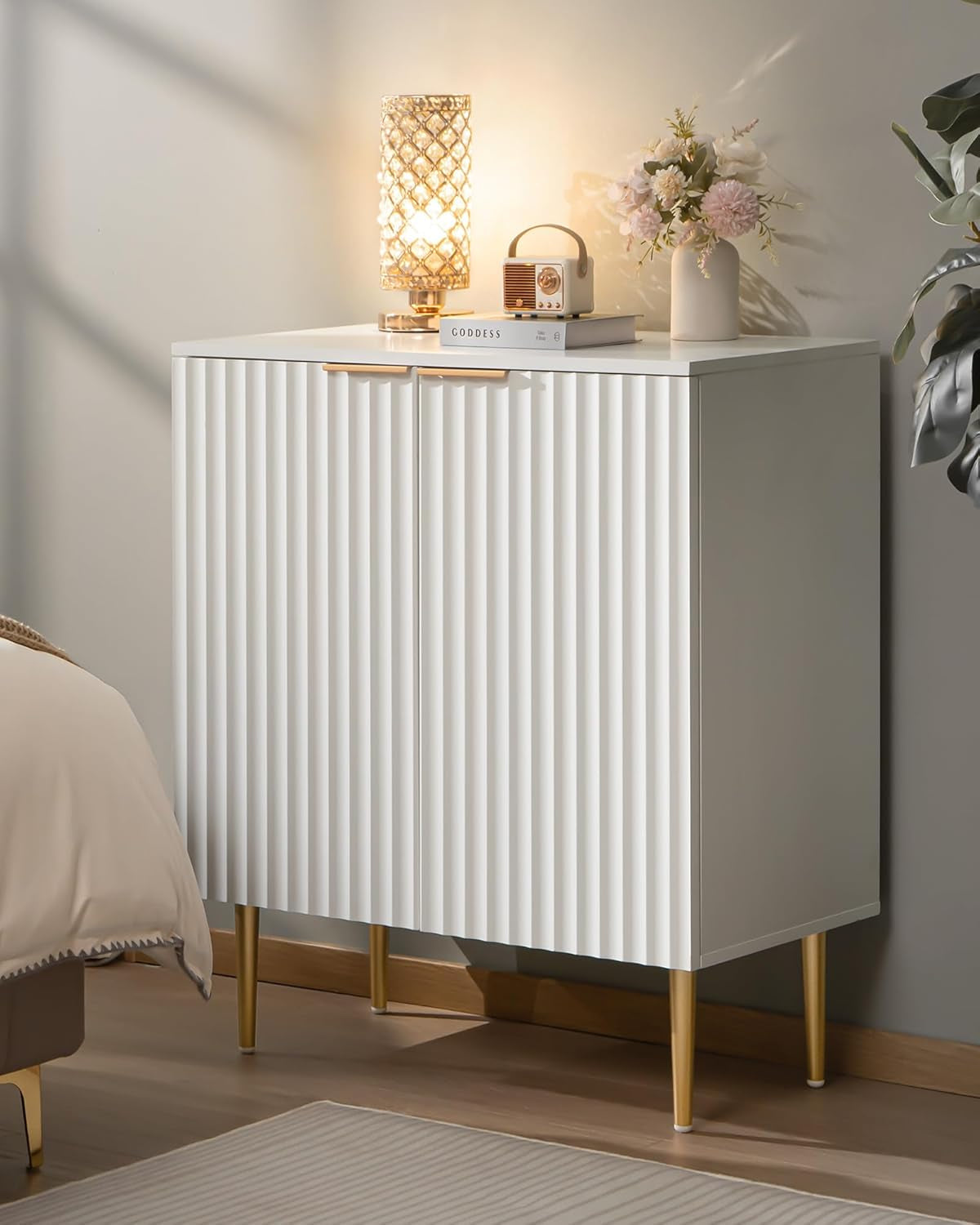 Fluted White Sideboard - Set of 2