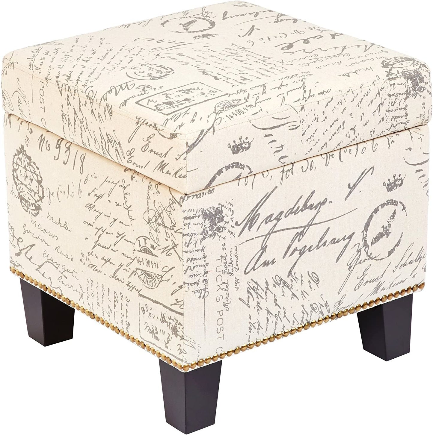 Square Script Storage Ottoman