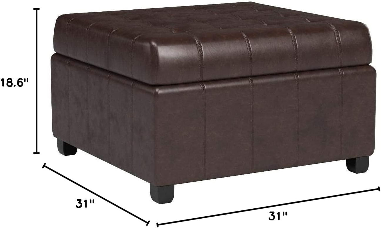 Marbled Brown Leather Storage Ottoman