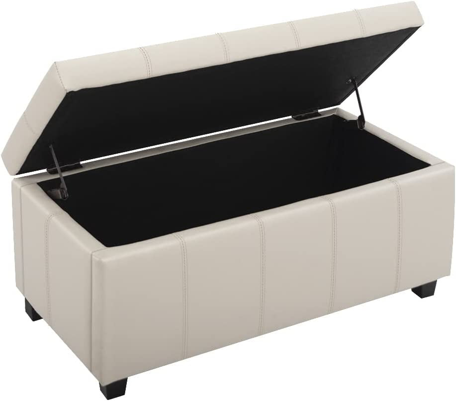 Leather Bench with Lift-Top Storage