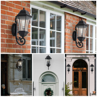Black Outdoor Wall Lantern with Dusk to Dawn Sensor