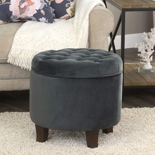 Velvet Tufted Ottoman with Storage