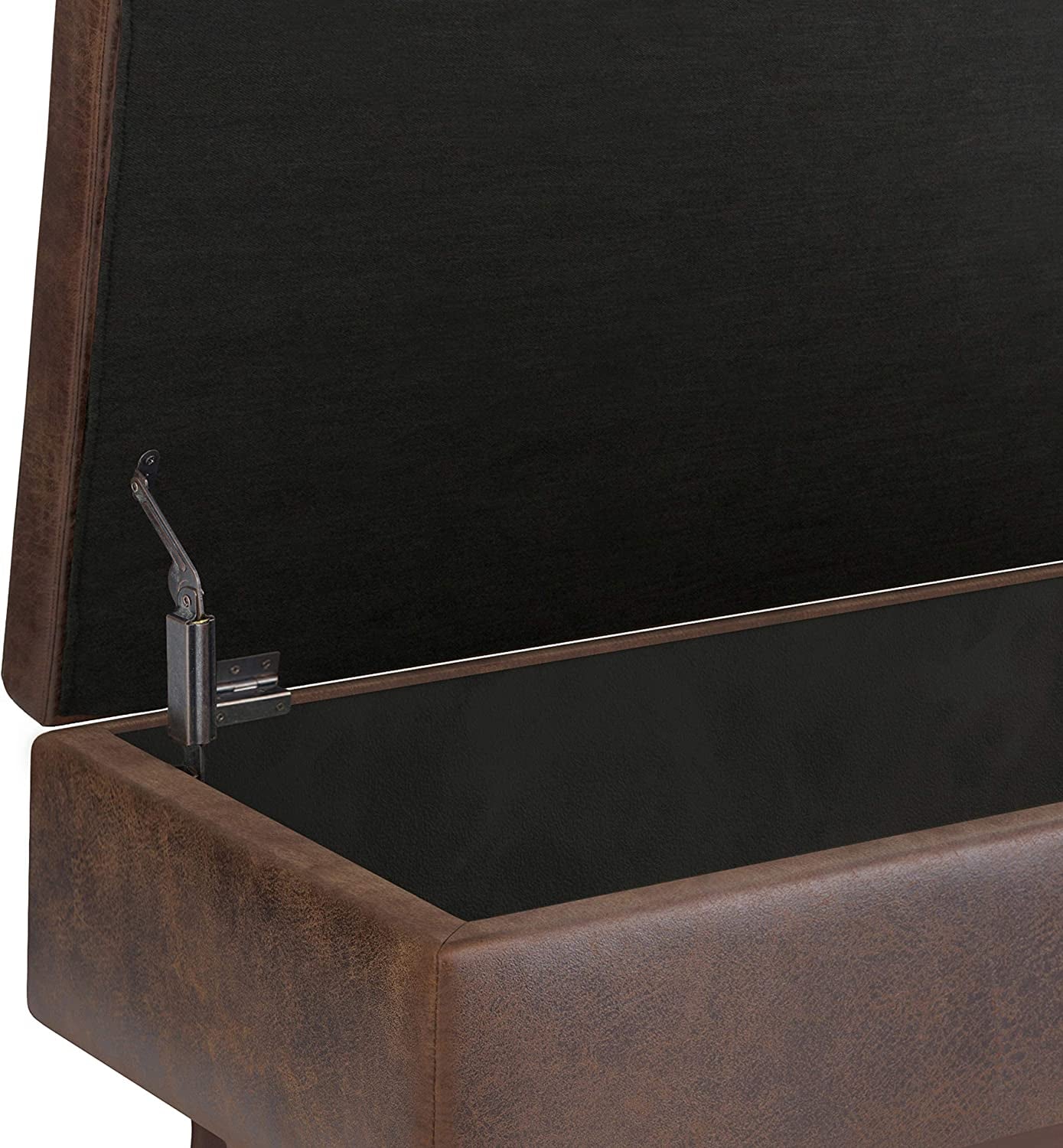 Mid Century Modern Storage Ottoman in Chestnut Brown