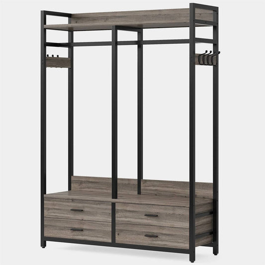 Industrial-Chic Four Drawer Garment Rack