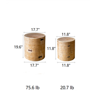 Pine Wood Pedestal Side Table