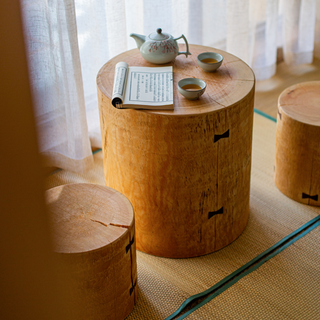 Pine Wood Pedestal Side Table