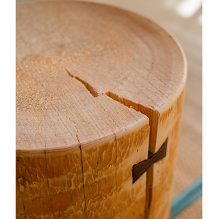 Pine Wood Pedestal Side Table