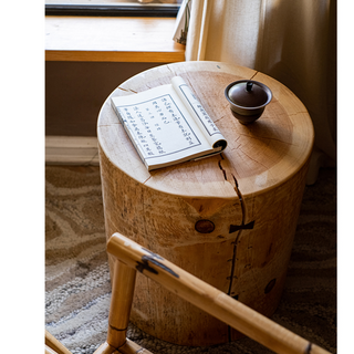 Pine Wood Pedestal Side Table