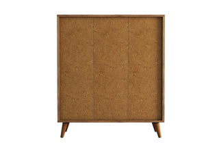 Brown cabinet with wooden legs on a white background