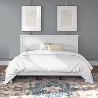 King Solid Oak Platform Bed with Headboard