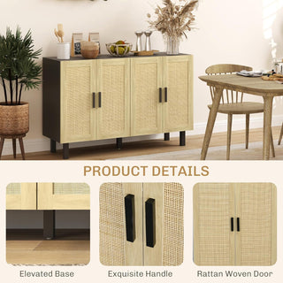 4 Door Rattan Wicker Buffet Cabinet