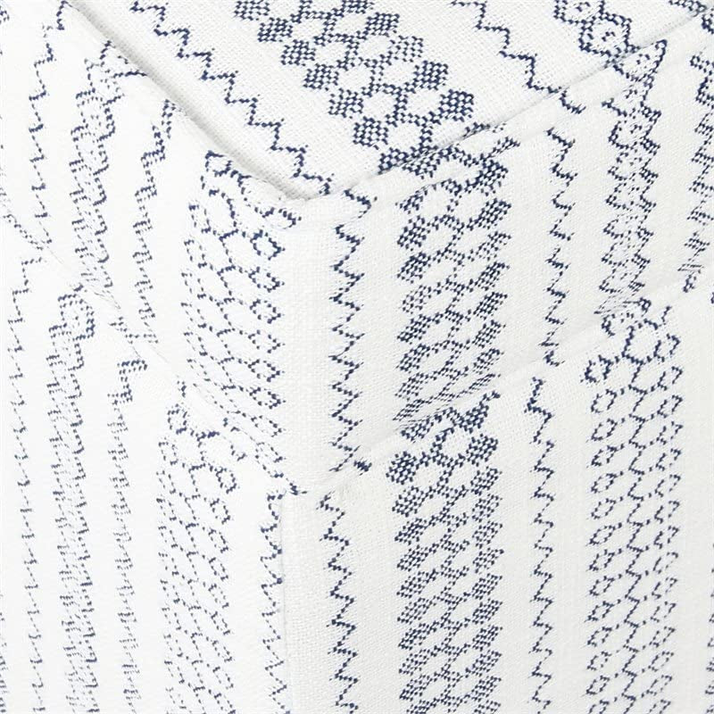 Farmhouse Blue Stripe Ottoman with Storage