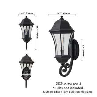Black Outdoor Wall Lantern with Dusk to Dawn Sensor