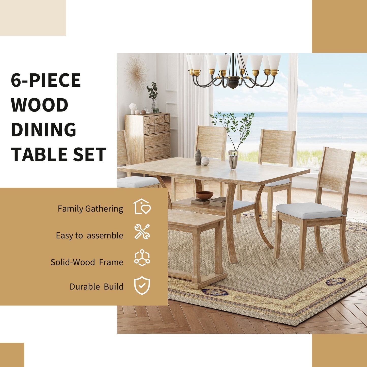 Charmed 6-Piece Wood Dining Table Set