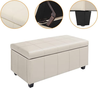 Leather Bench with Lift-Top Storage
