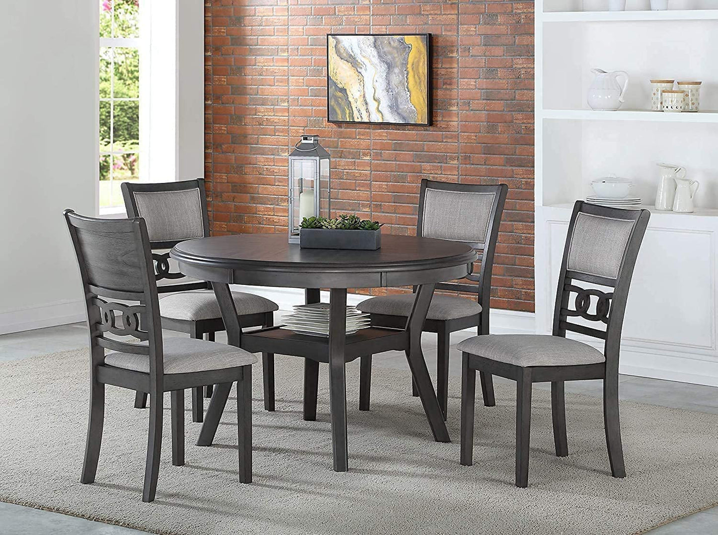 Gray 5-Piece Round Dining Set