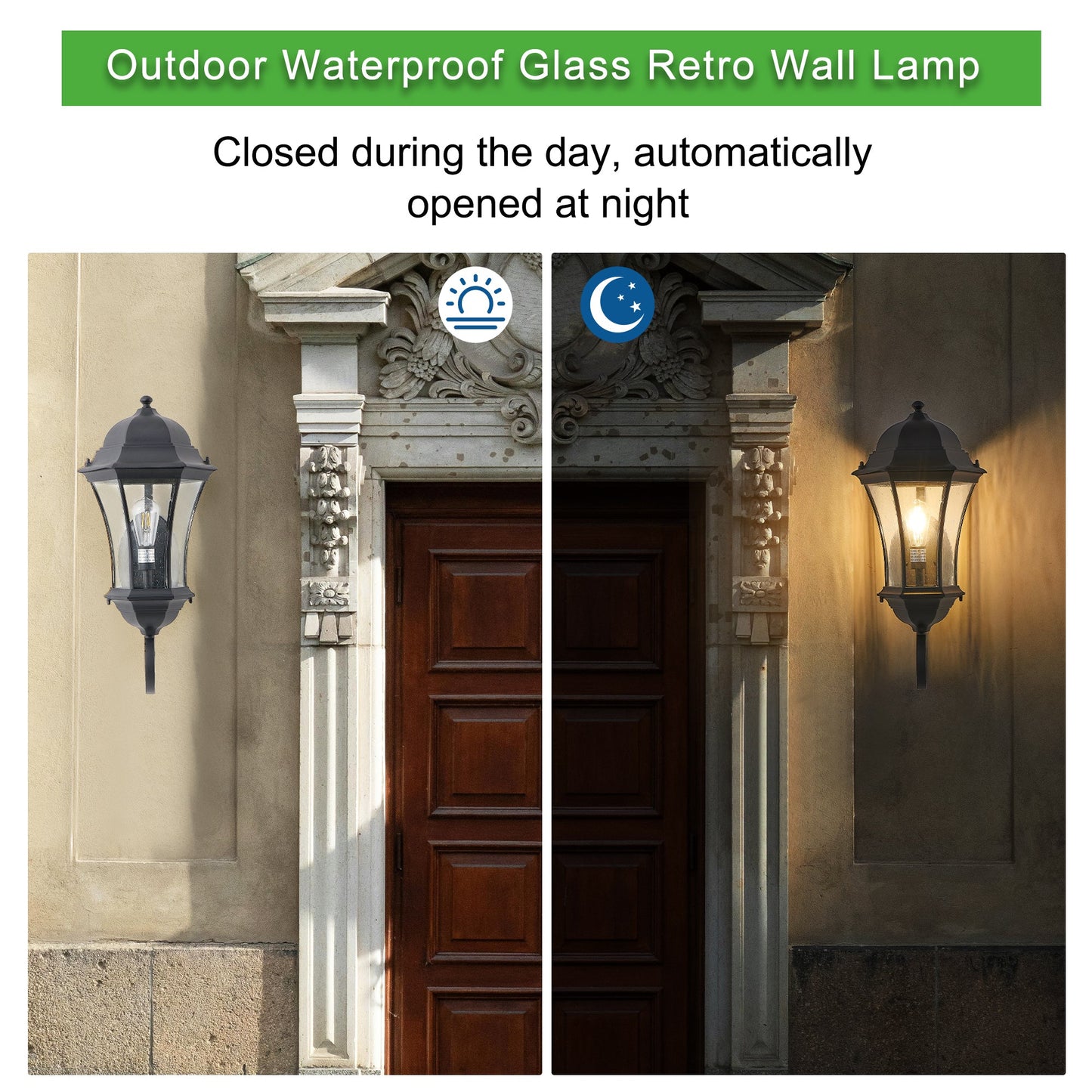 Black Outdoor Wall Lantern with Dusk to Dawn Sensor