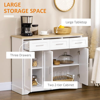 Butcher Block Sideboard Buffet with 3 Storage Drawers