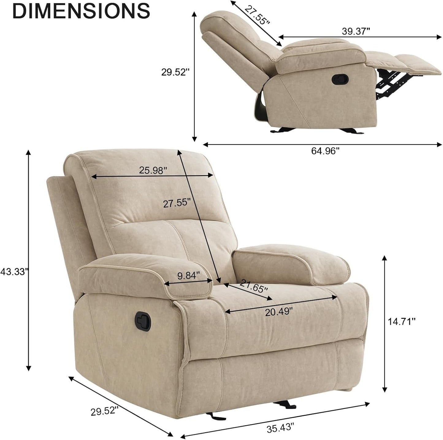 Nursery Glider with Extra Large Footrest