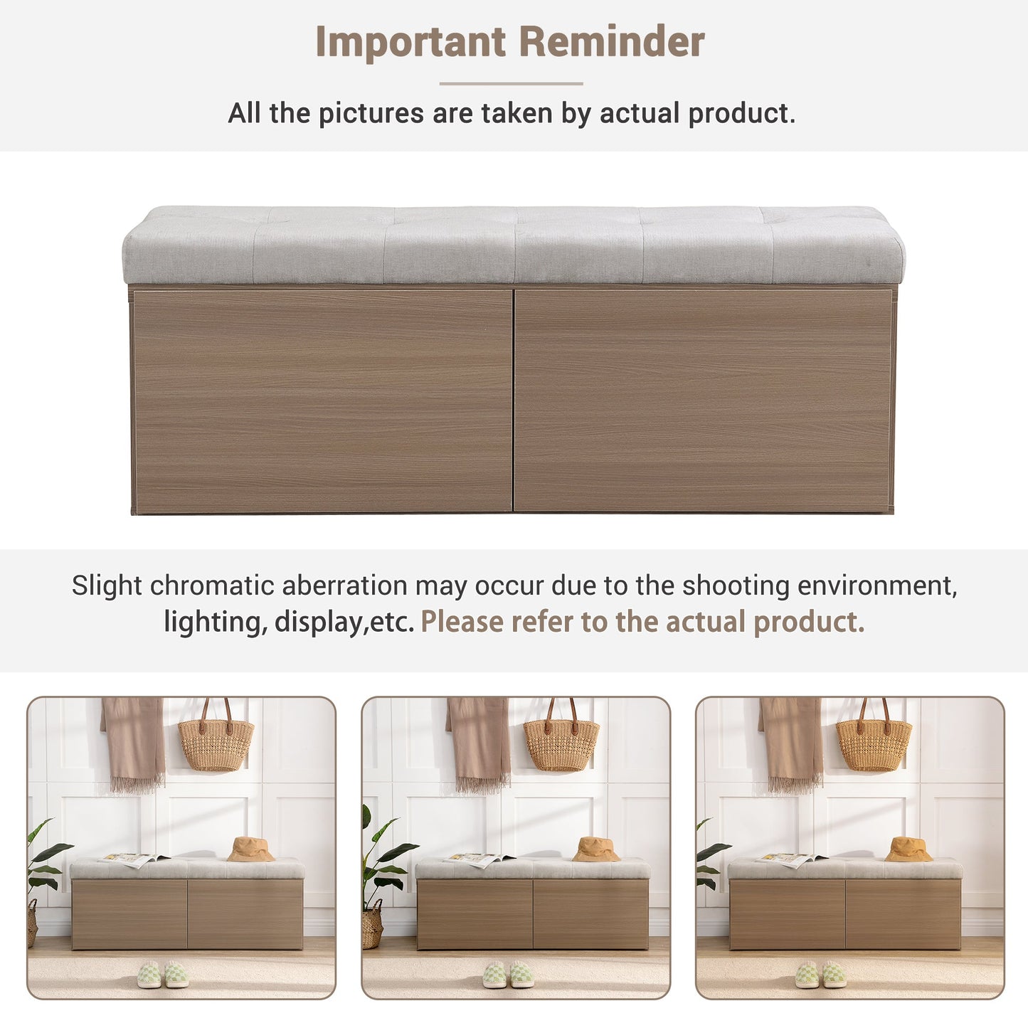 Tufted Chanille 49" Storage Bench with Adjustable Shelves