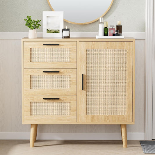 Modern Rattan Buffet Cabinet