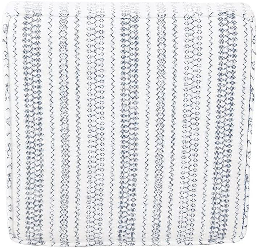 Farmhouse Blue Stripe Ottoman with Storage