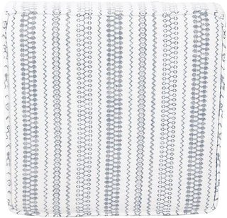 Farmhouse Blue Stripe Ottoman with Storage