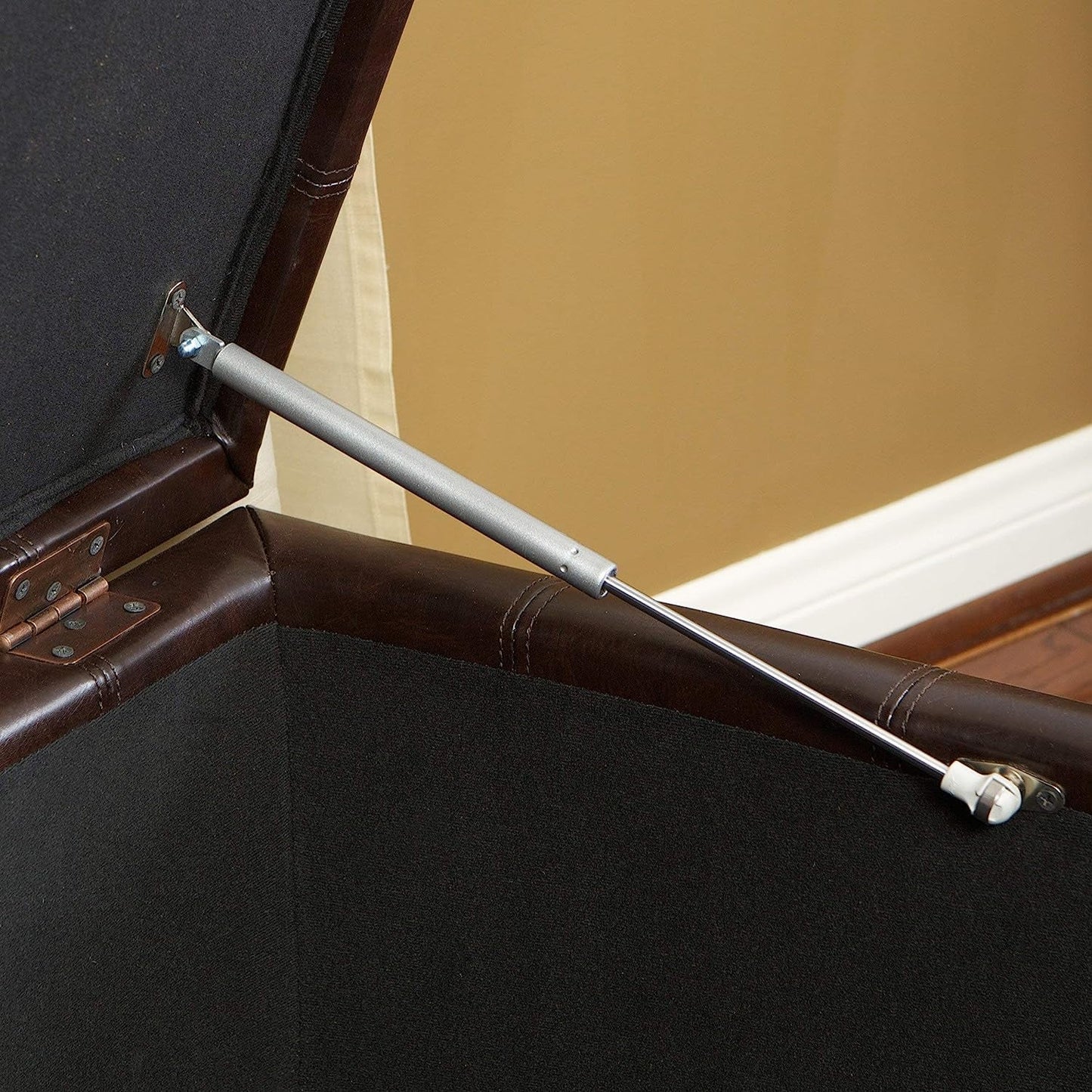 Marbled Brown Leather Storage Ottoman