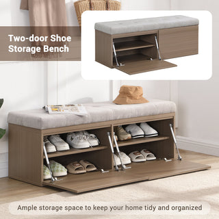 Tufted Chanille 49" Storage Bench with Adjustable Shelves