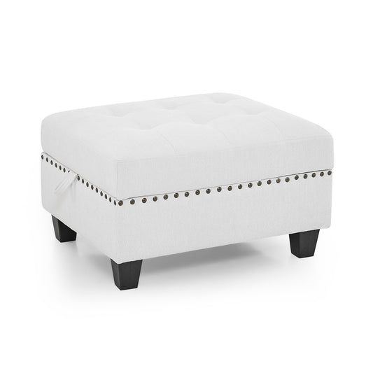 White Chenille Ottoman