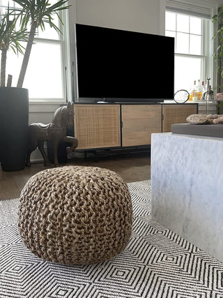 Natural Jute Braided Pouf