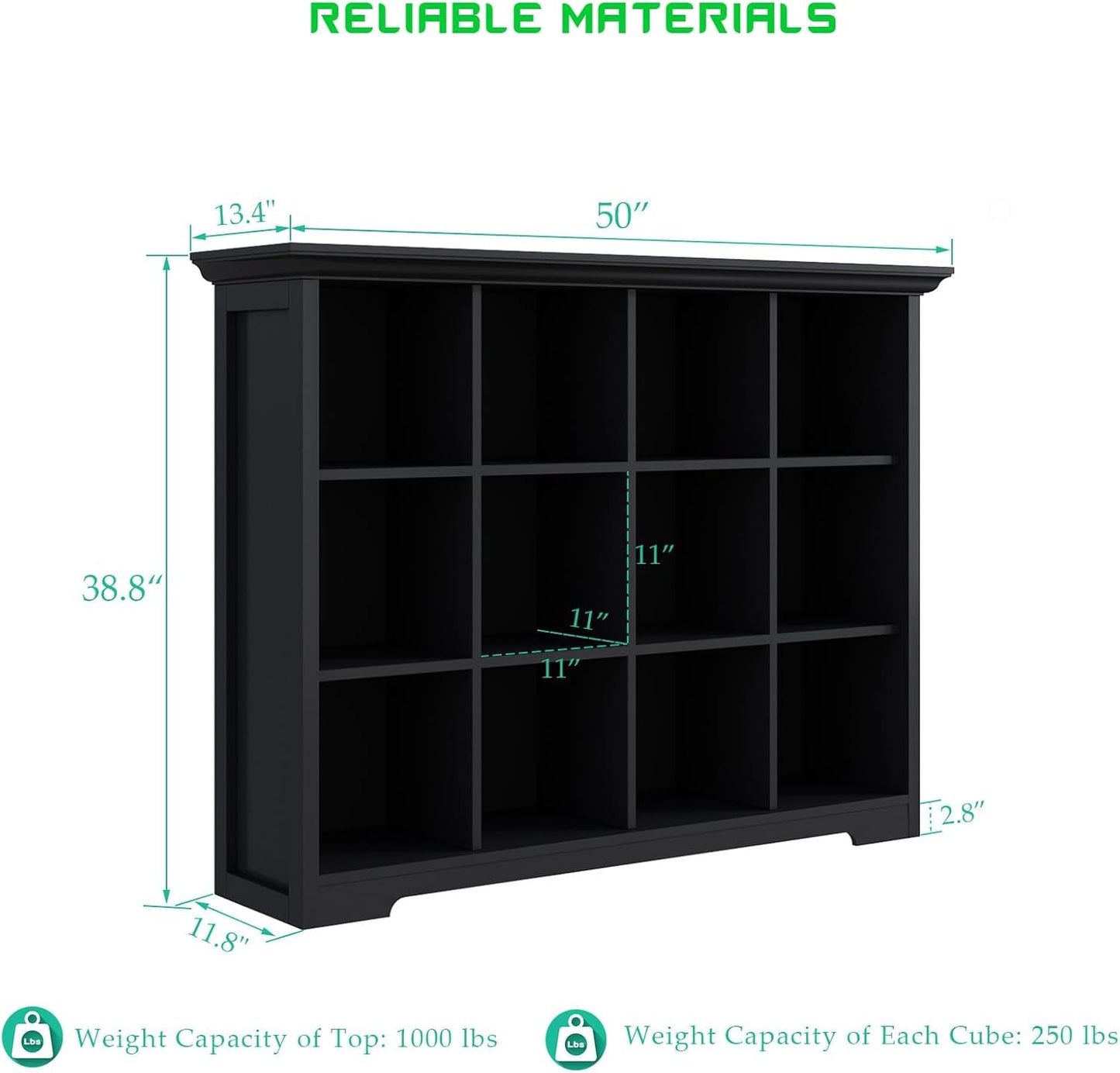 Black Wood Cube Bookcase