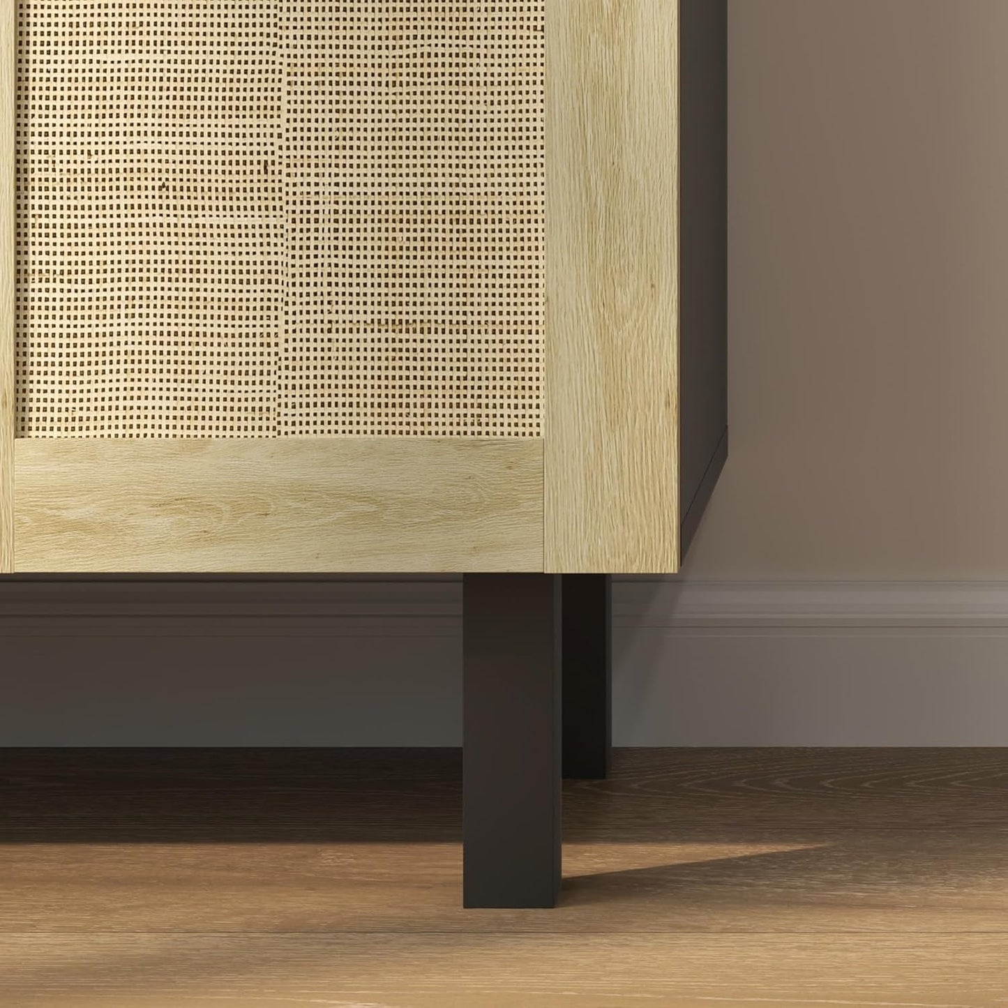 4 Door Rattan Wicker Buffet Cabinet