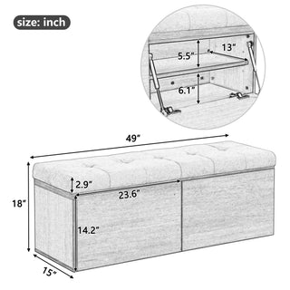 Tufted Chanille 49" Storage Bench with Adjustable Shelves