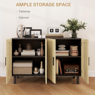 4 Door Rattan Wicker Buffet Cabinet