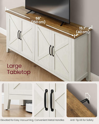 Country-Chic White Honey Brown Buffet Cabinet