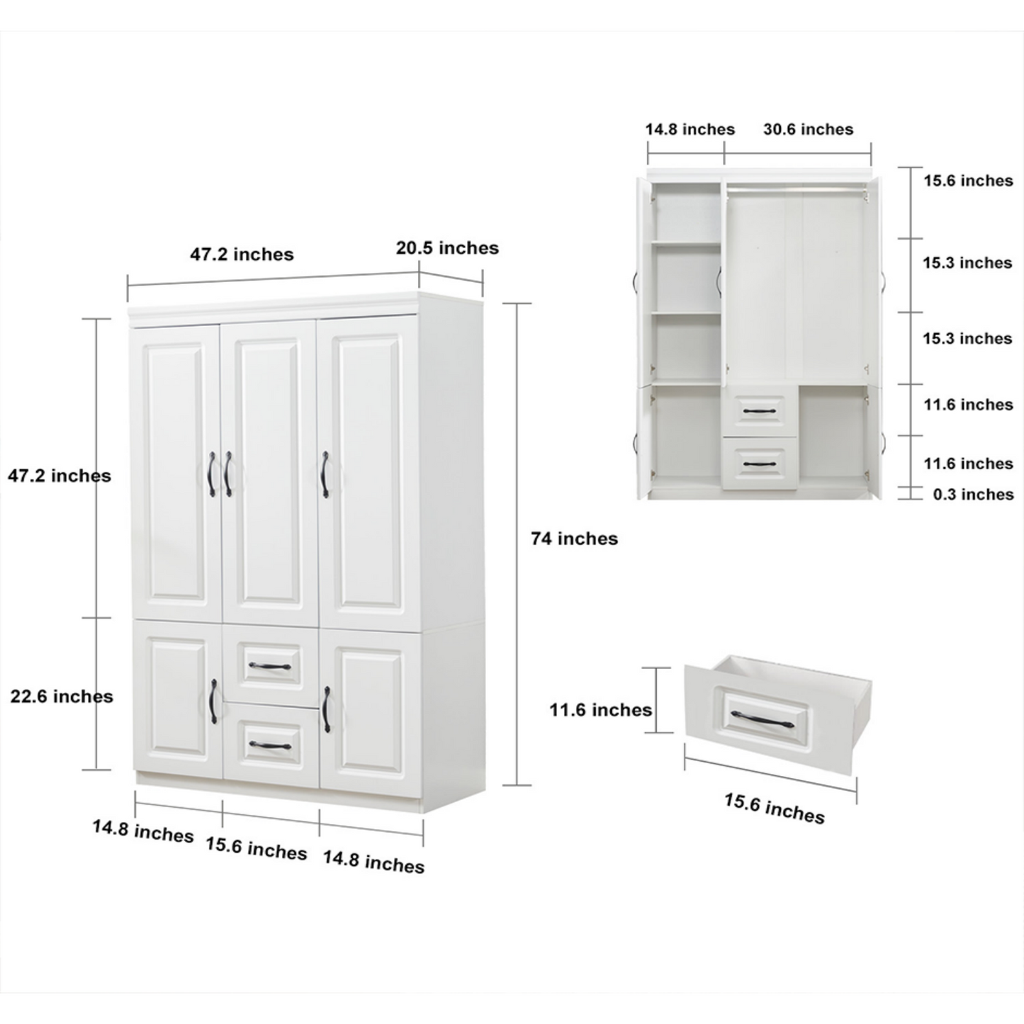 Modern 3 Doors Armoire
