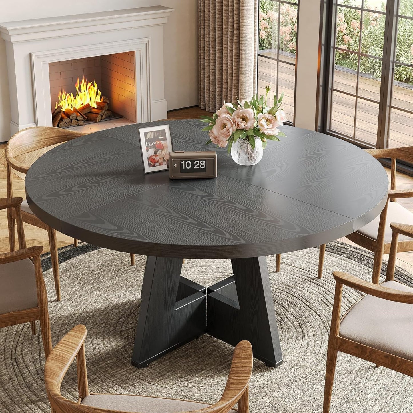 Black 47 Inch Round Dining Table