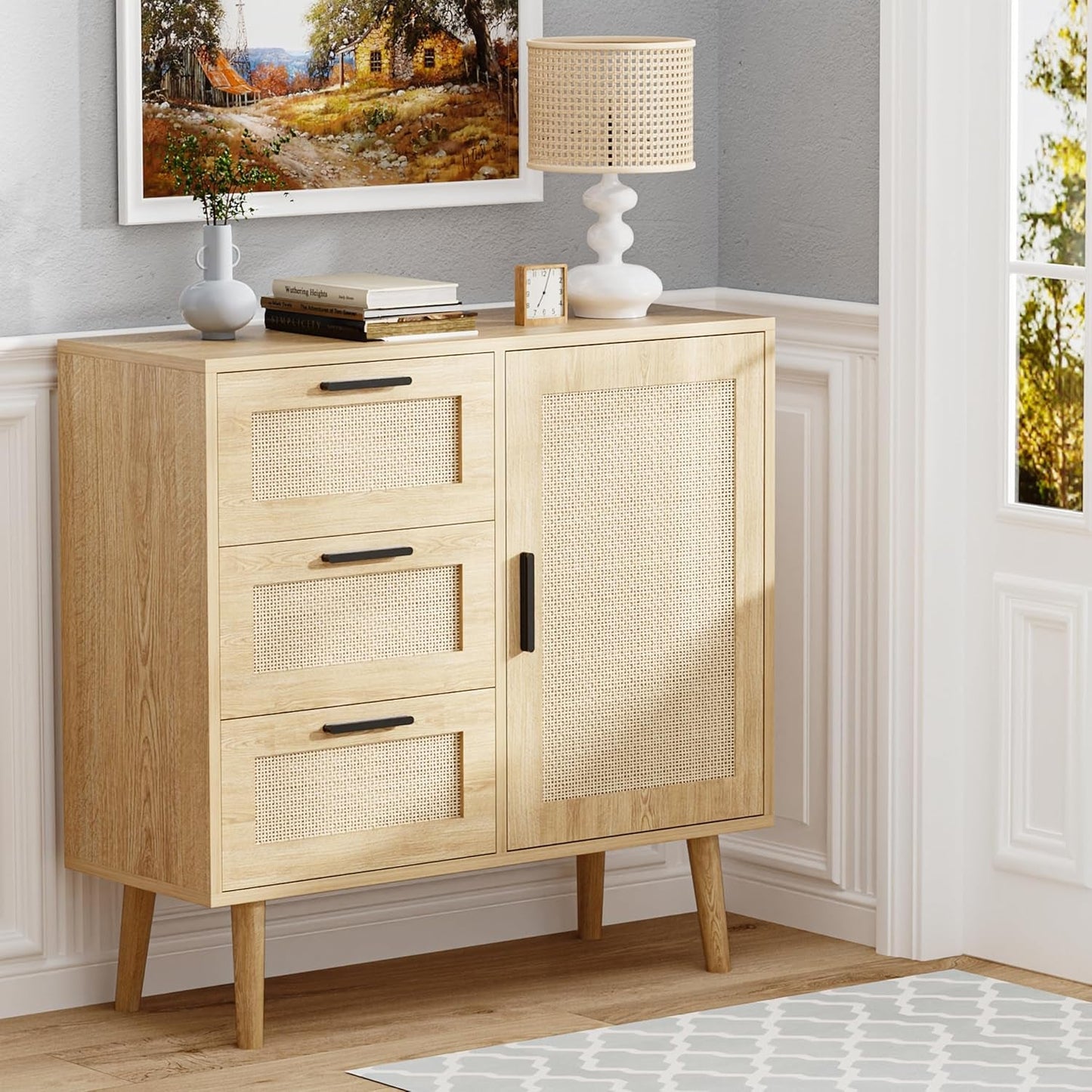 Modern Rattan Buffet Cabinet